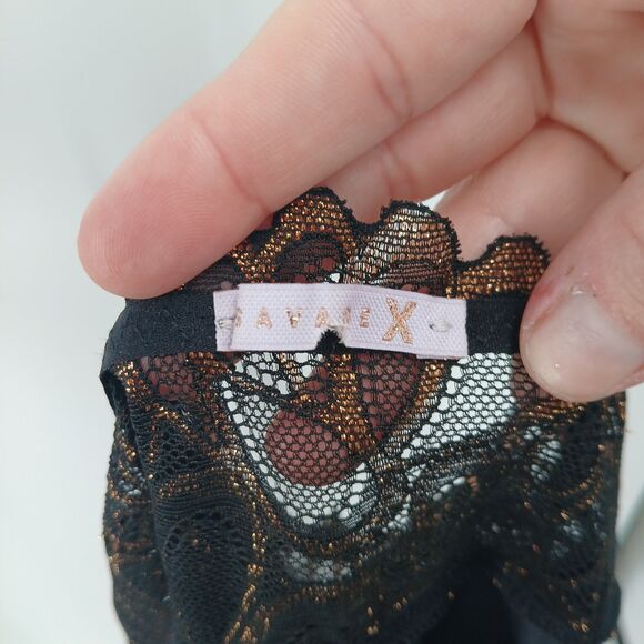 Savage X Fenty Slip Nightie Black & Gold Lingerie Dress Sexy Nightgown - Picture 6 of 6